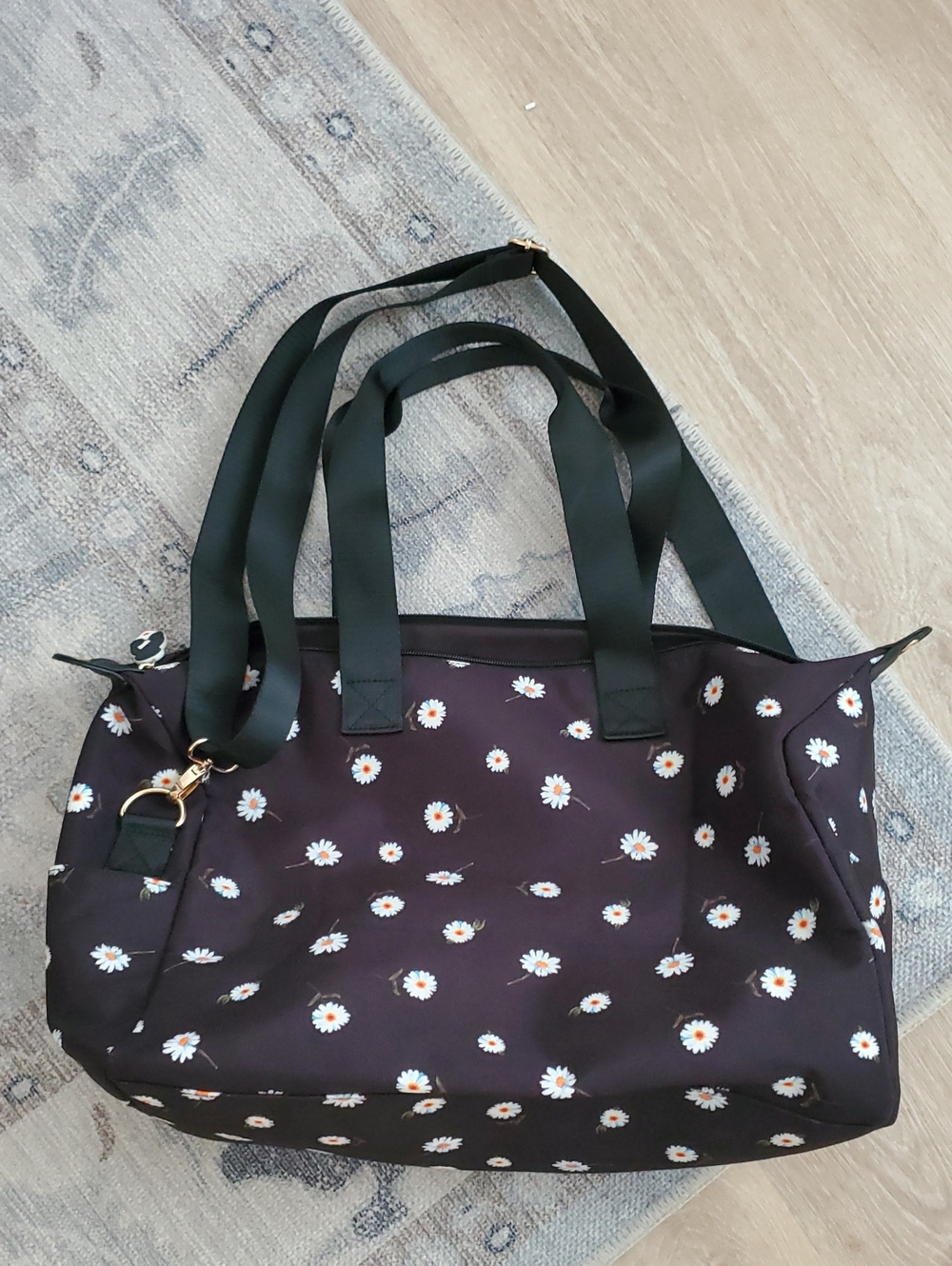 Alice + Olivia Women's Black Floral Daisy Tote Bag Weekender Travel Duffle